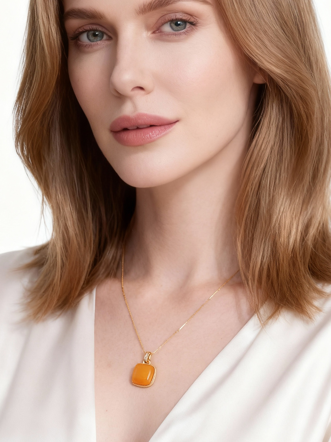 Graceful Cushion Butterscotch Amber Necklace
