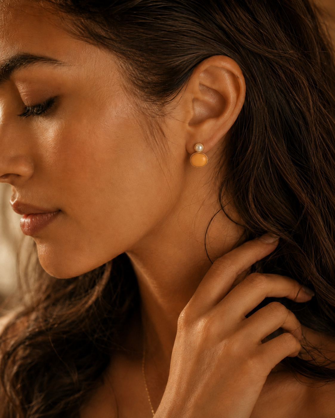 Petite Oval Butterscotch Amber Stud Earrings
