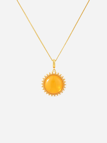 Pearl Halo Round Butterscotch Amber Necklace