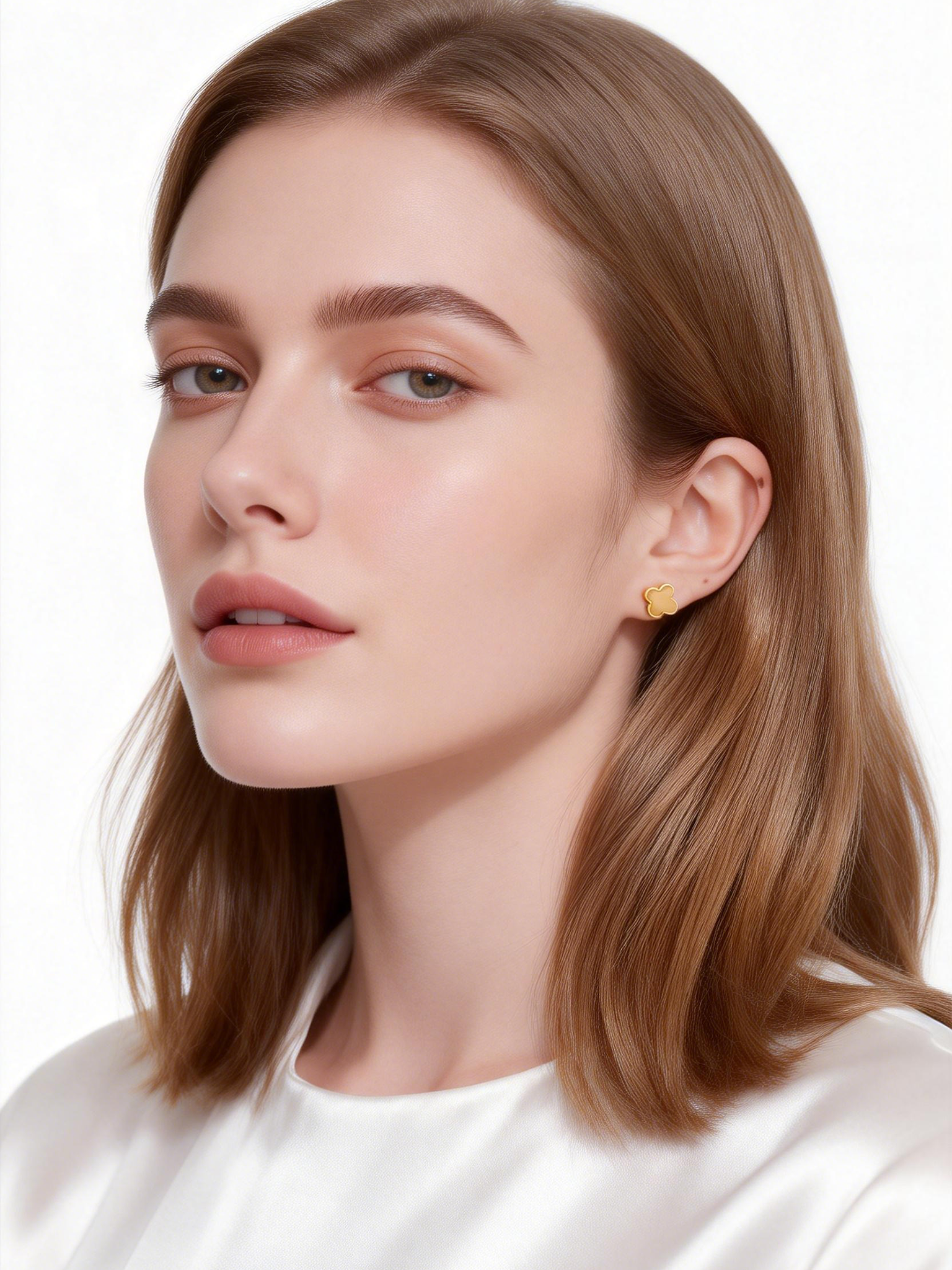 Clover Butterscotch Amber Stud Earrings