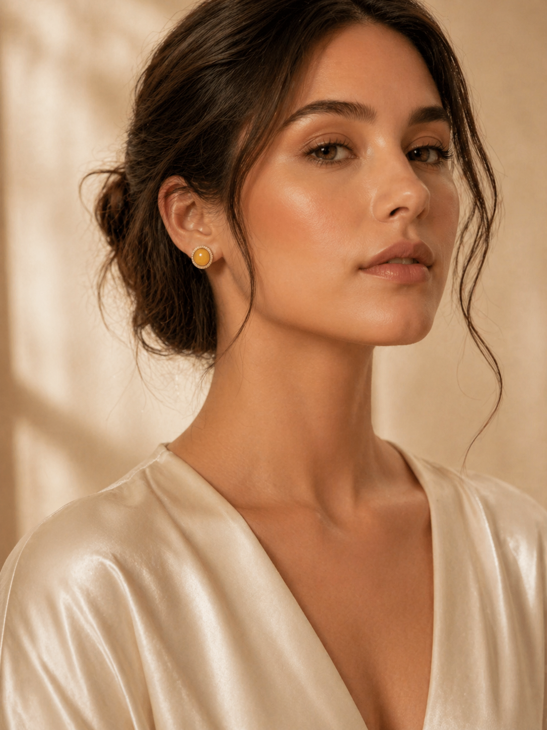 Petite Round Butterscotch Amber Stud Earrings