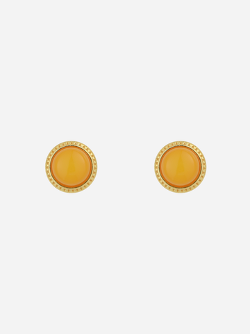 Petite Round Butterscotch Amber Stud Earrings