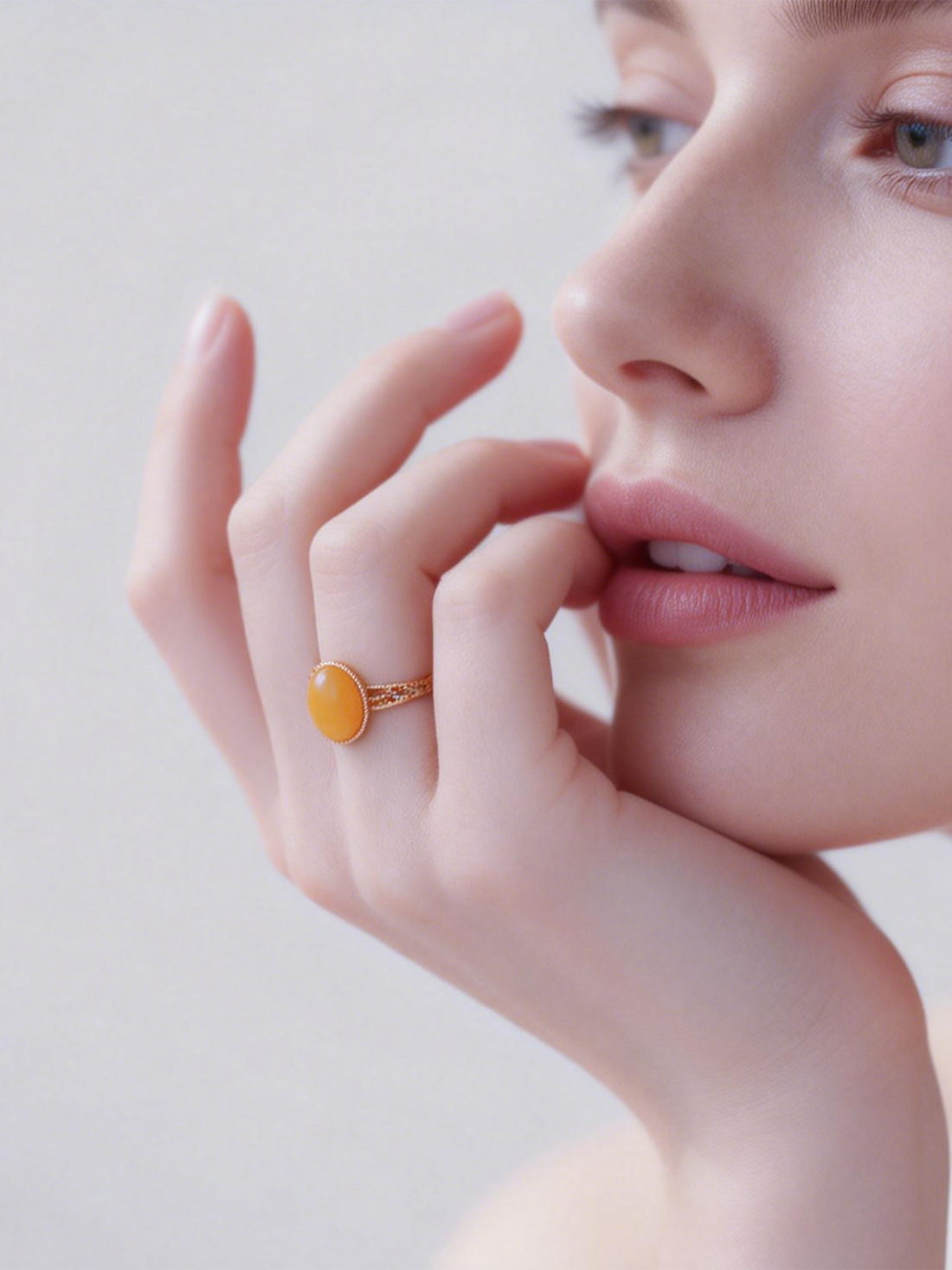 Lattice Filigree Butterscotch Amber Ring