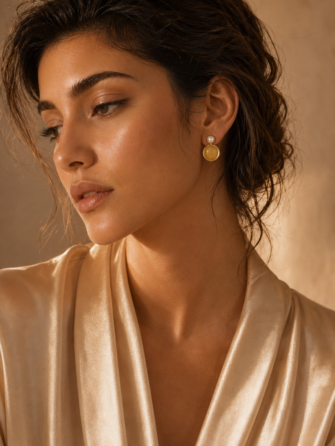 Quilted Halo Butterscotch Amber Stud Earrings