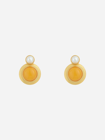 Quilted Halo Butterscotch Amber Stud Earrings