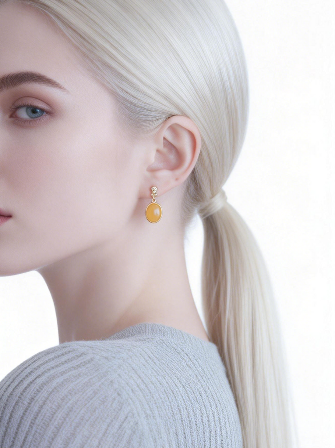 Glistening Lattice Butterscotch Amber Drop Earrings