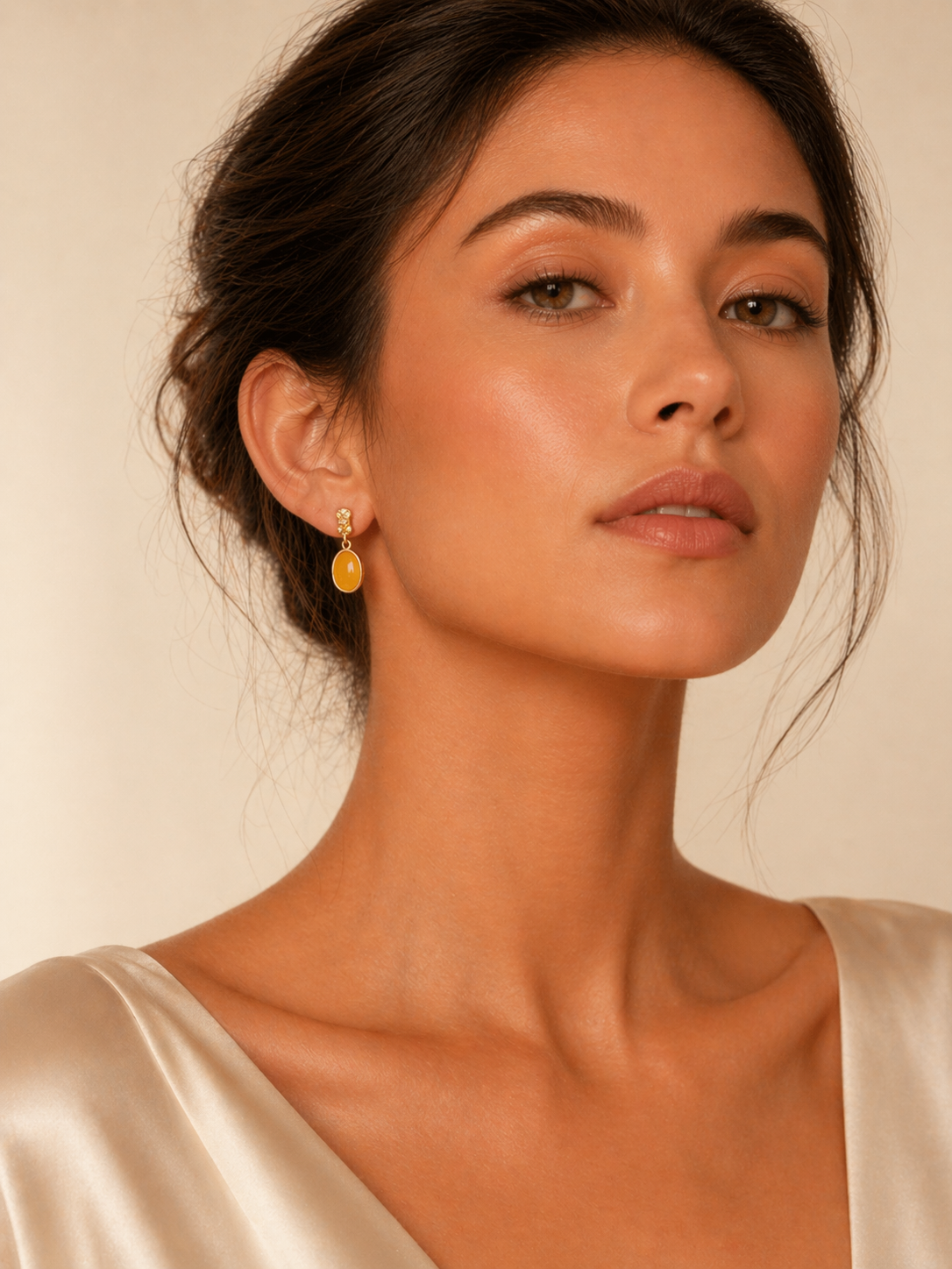 Glistening Lattice Butterscotch Amber Drop Earrings