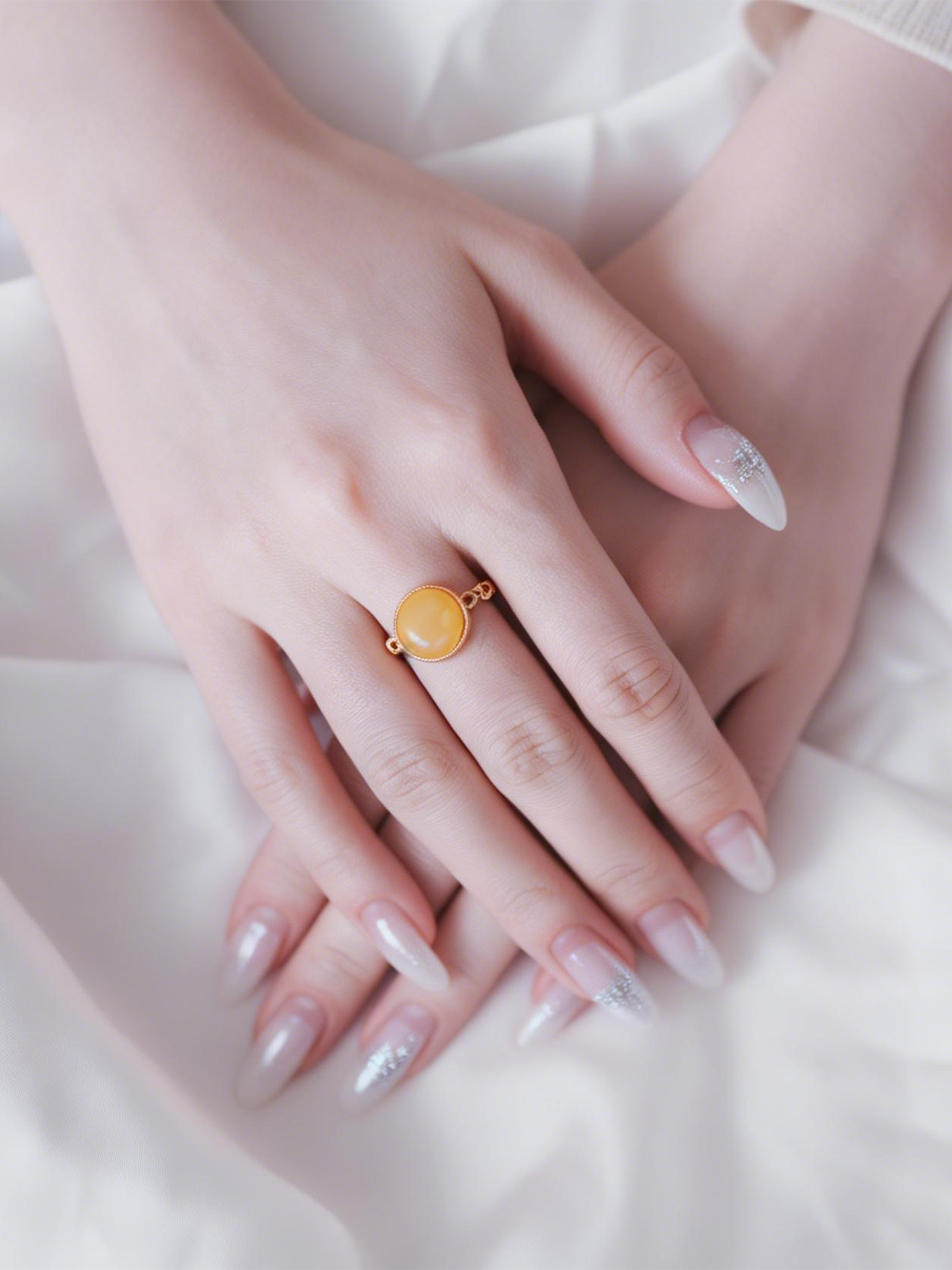 Braided Radiance Butterscotch Amber Ring