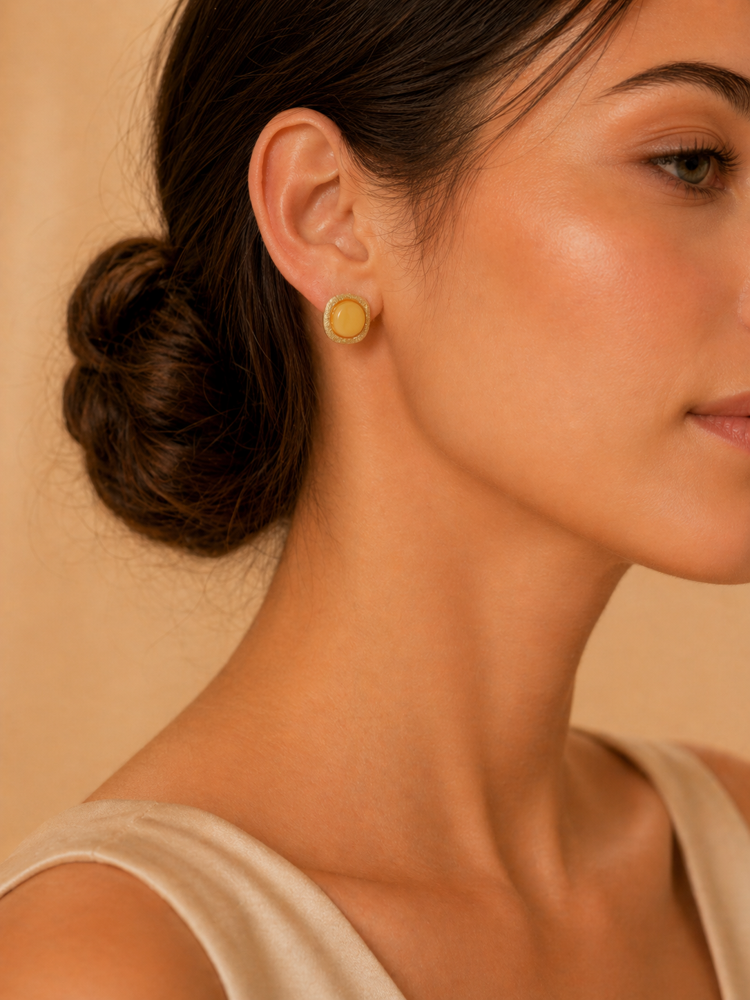 Cushion Butterscotch Amber Stud Earrings