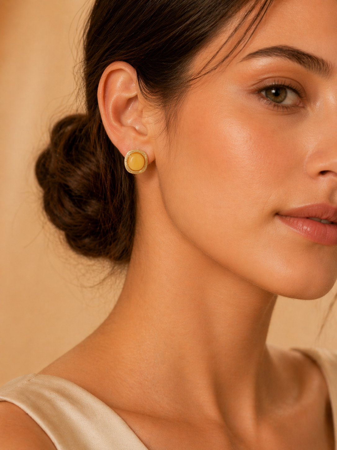 Cushion Butterscotch Amber Stud Earrings