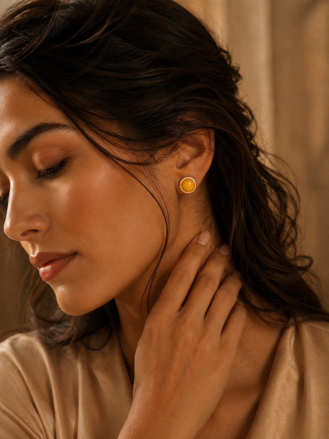 Radiant Sunburst Butterscotch Amber Stud Earrings