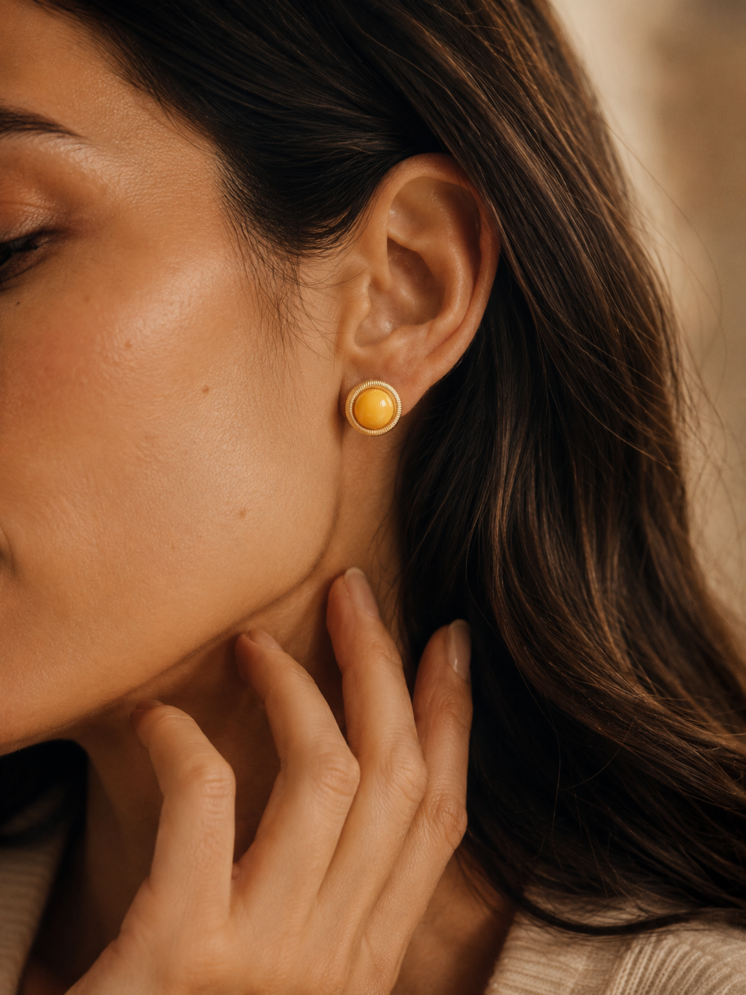Radiant Sunburst Butterscotch Amber Stud Earrings