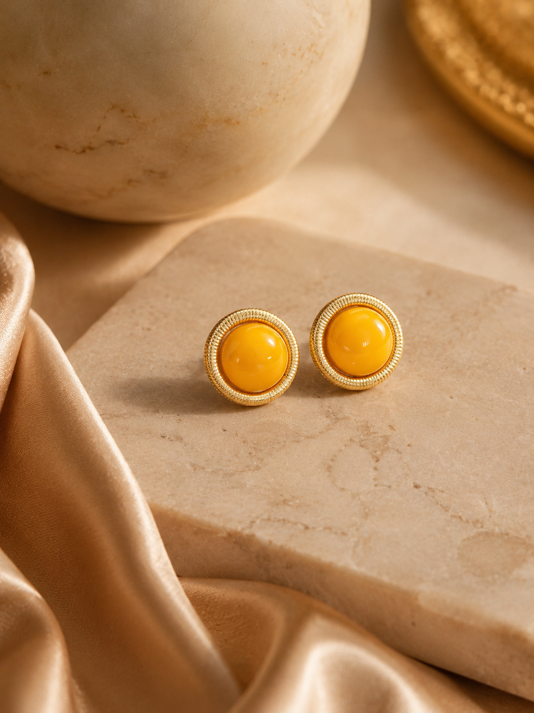 Radiant Sunburst Butterscotch Amber Stud Earrings