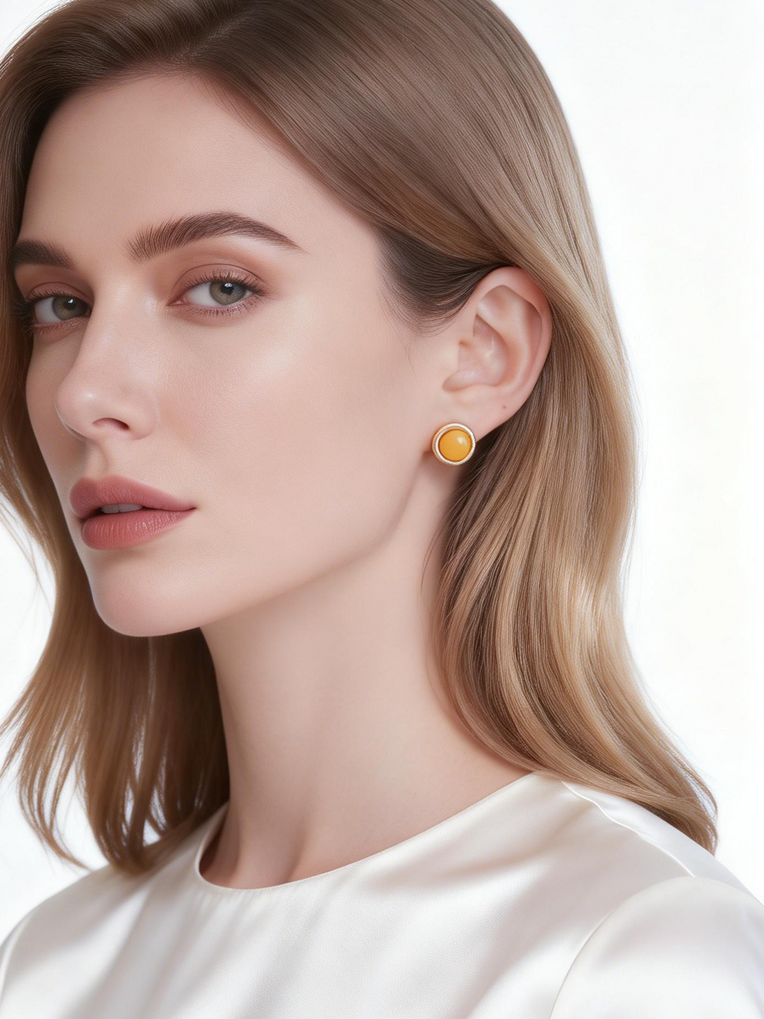 Radiant Sunburst Butterscotch Amber Stud Earrings