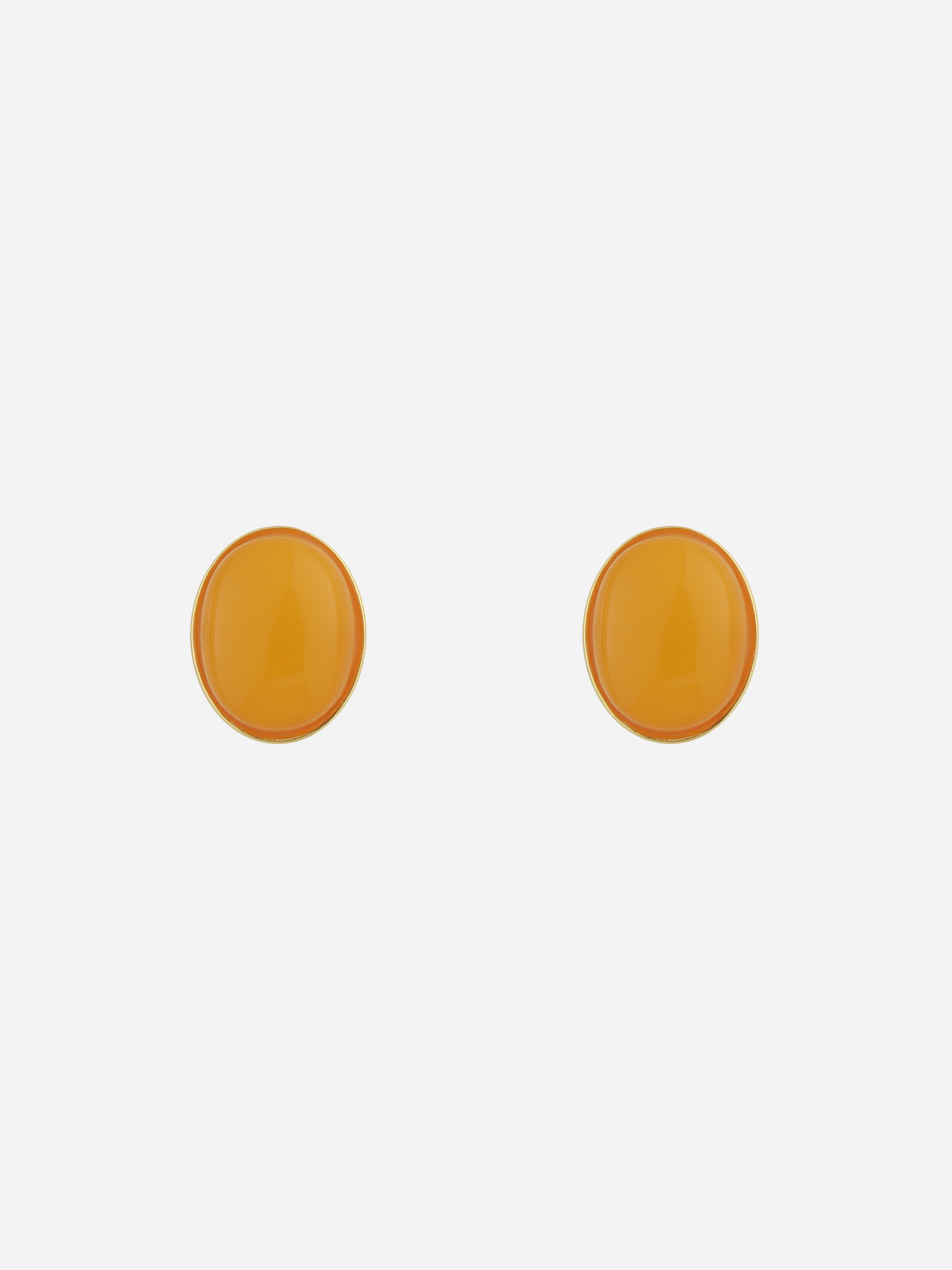 Oval Butterscotch Amber Stud Earrings