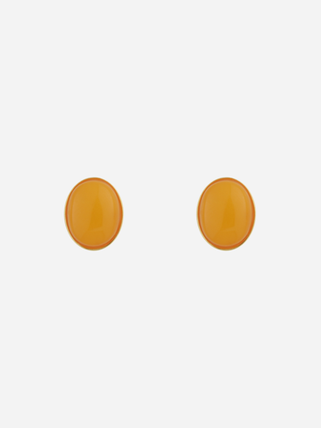 Oval Butterscotch Amber Stud Earrings