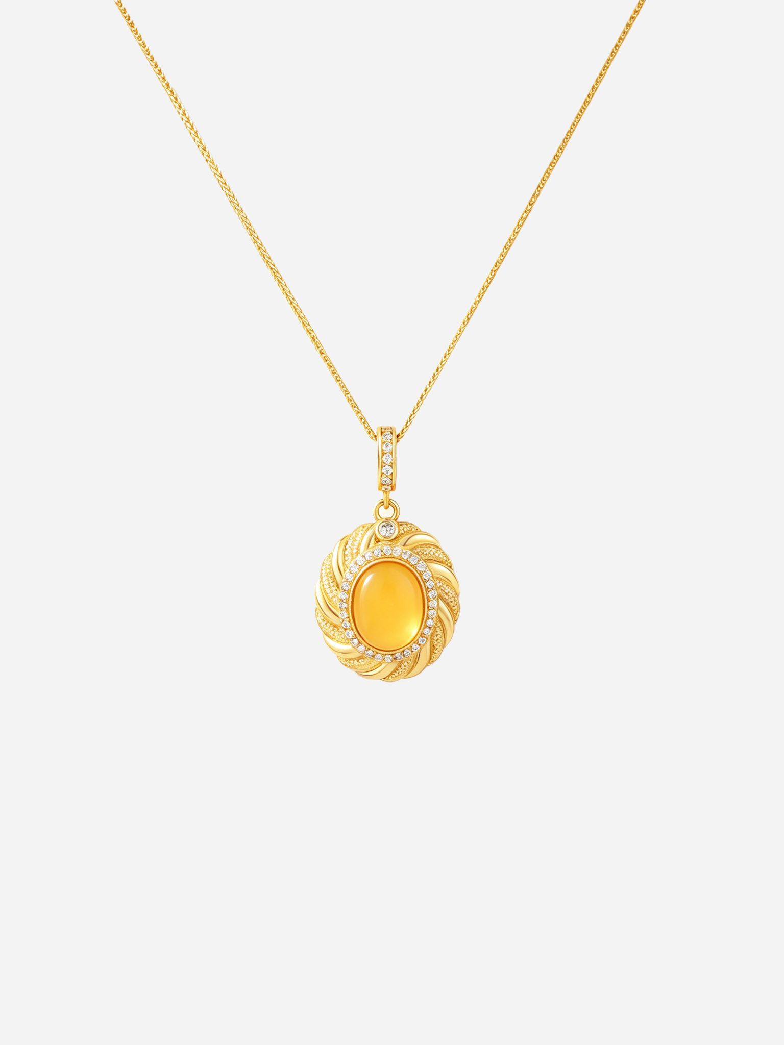 Gilded Swirl Oval Butterscotch Amber Necklace