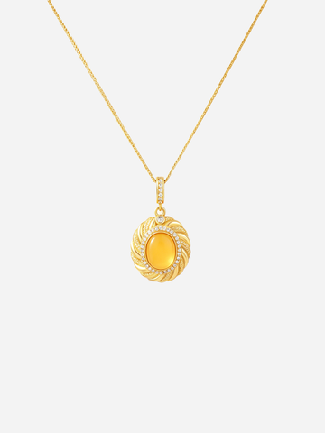 Gilded Swirl Oval Butterscotch Amber Necklace