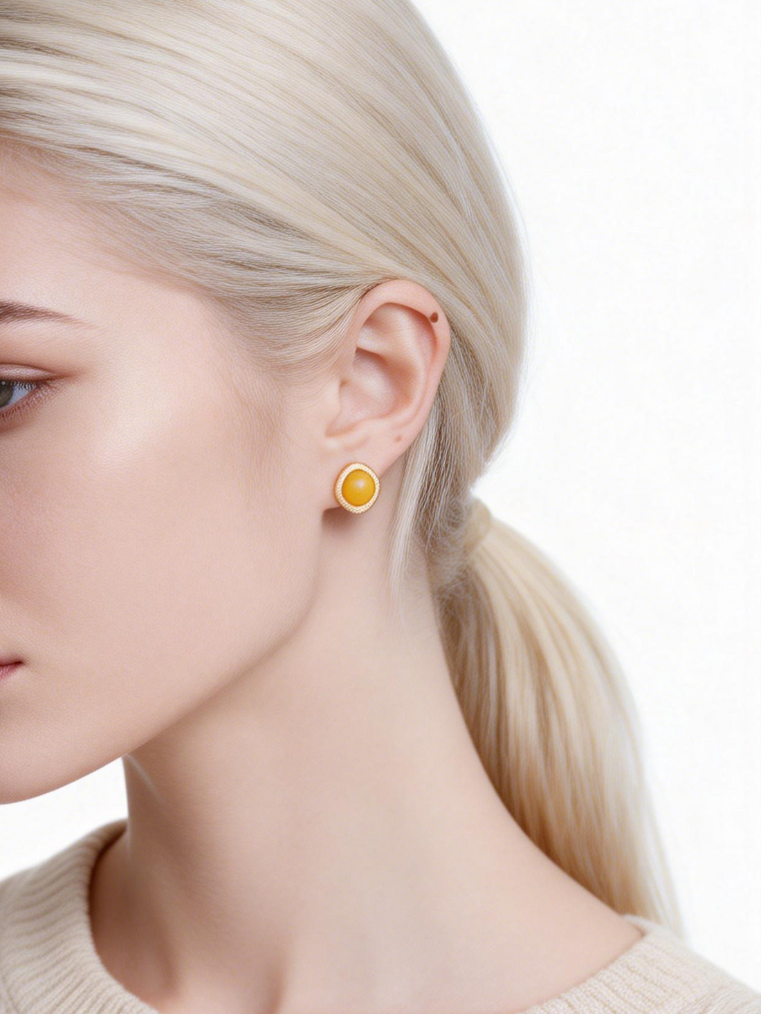 Cushion Butterscotch Amber Stud Earrings