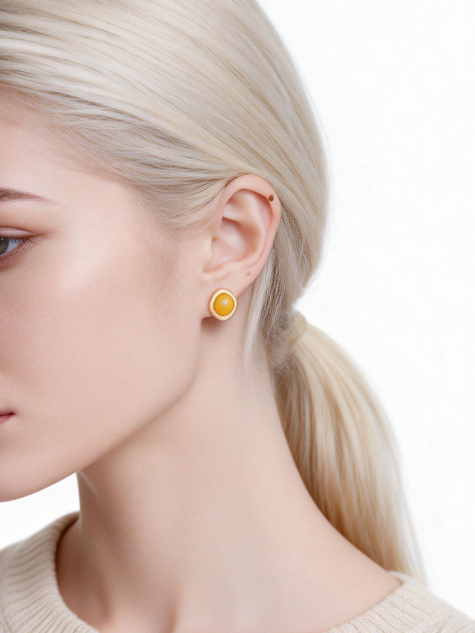 Cushion Butterscotch Amber Stud Earrings