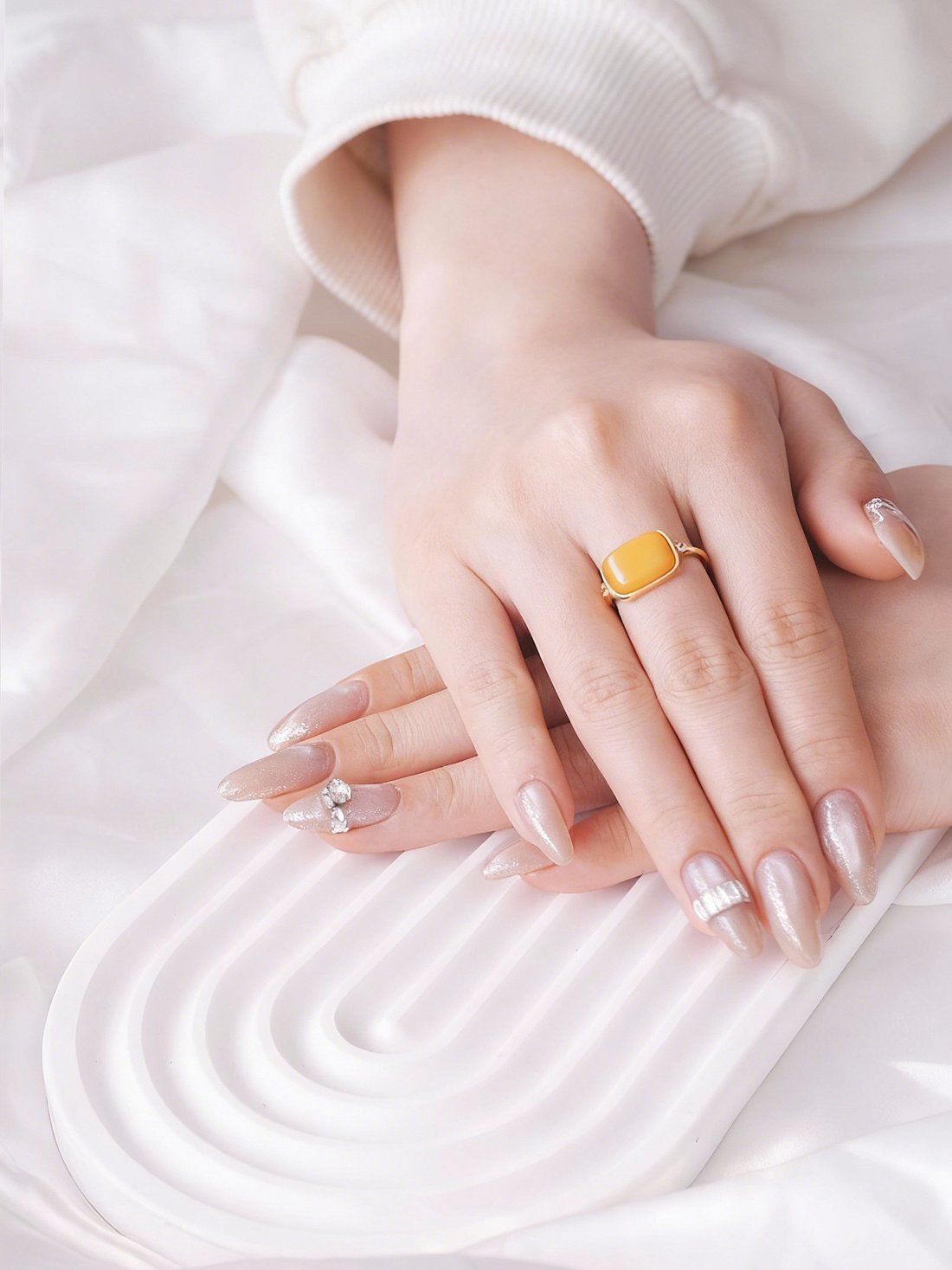 Sparkling Frame Butterscotch Amber Ring