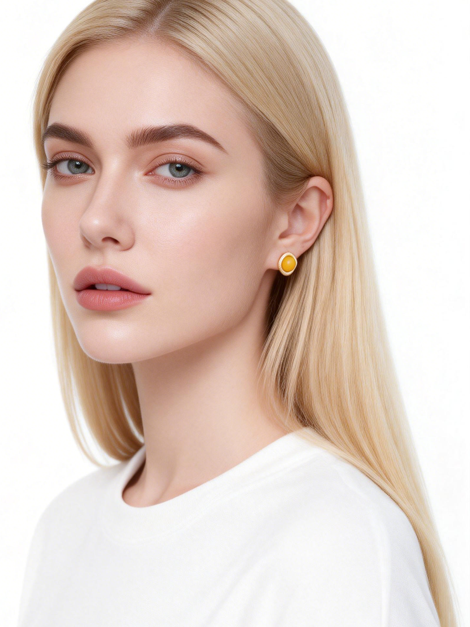 Cushion Butterscotch Amber Stud Earrings