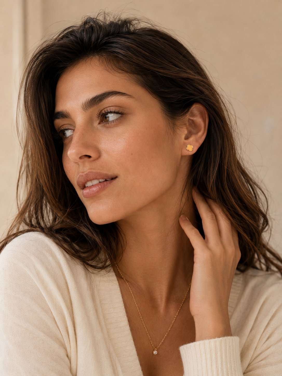 Clover Butterscotch Amber Stud Earrings