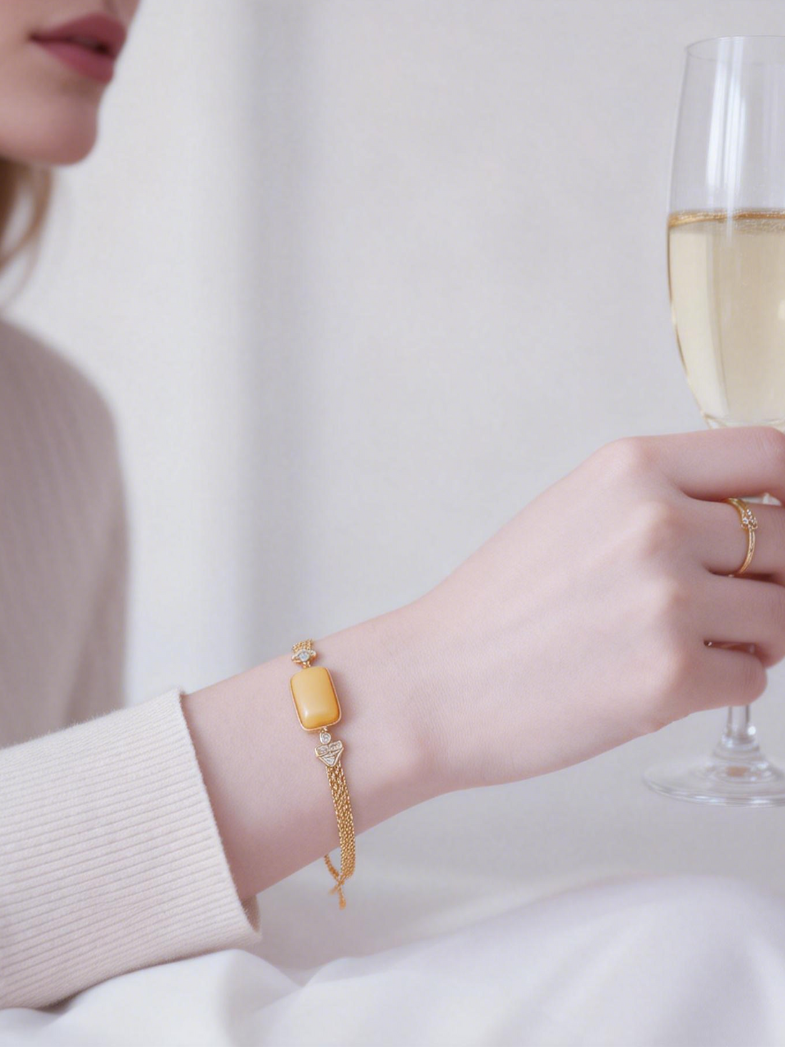 Woven Radiance Butterscotch Amber Bracelet