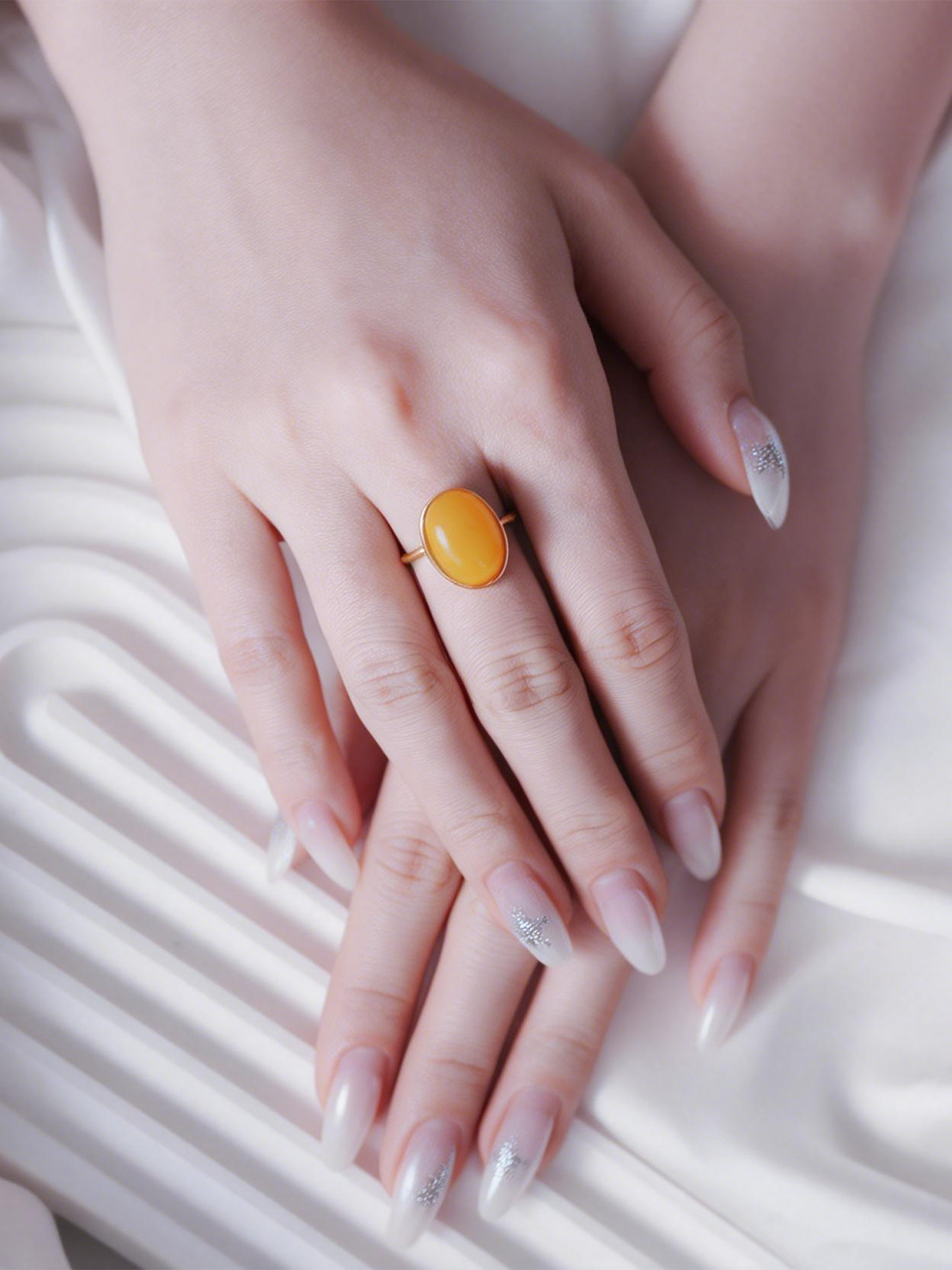 Ethereal Oval Butterscotch Amber Ring
