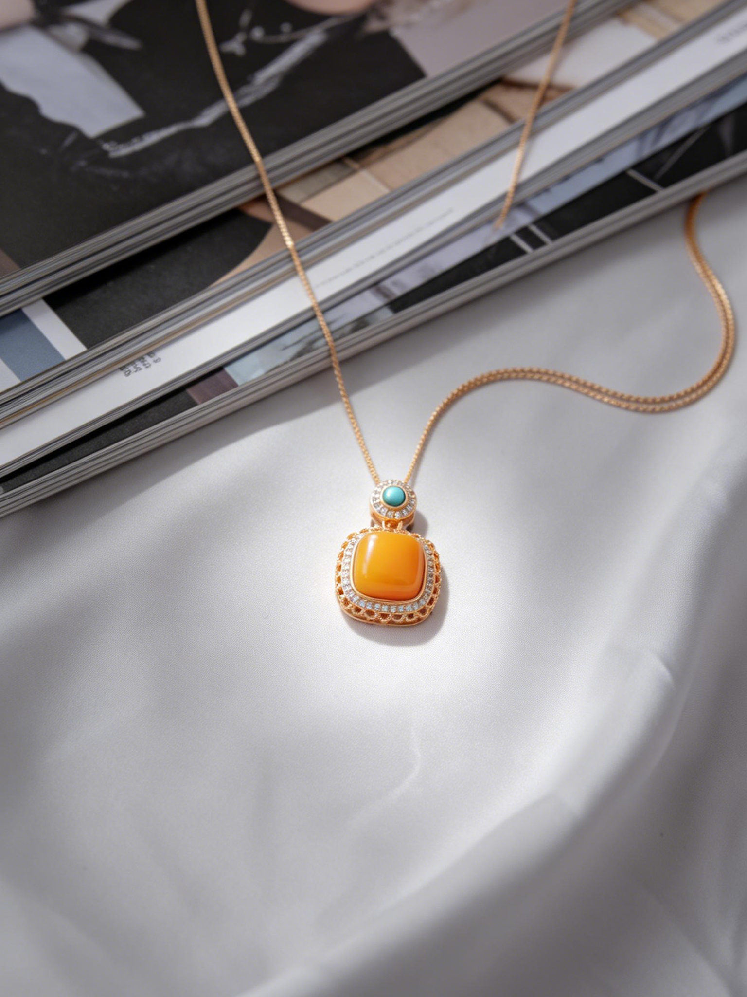 Luminous Filigree Butterscotch Amber Necklace