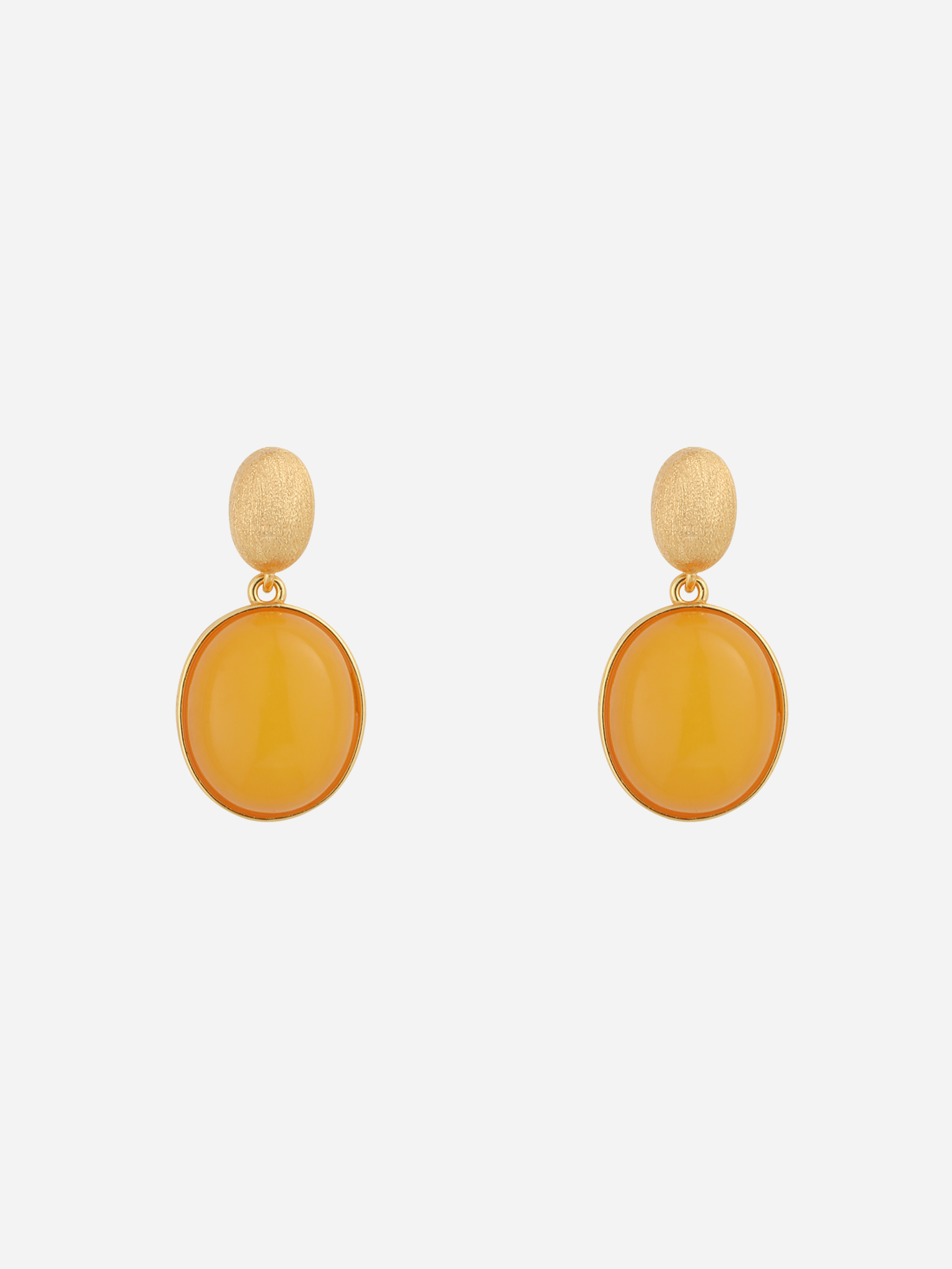 Brushed Oval Butterscotch Amber Drop Earrings