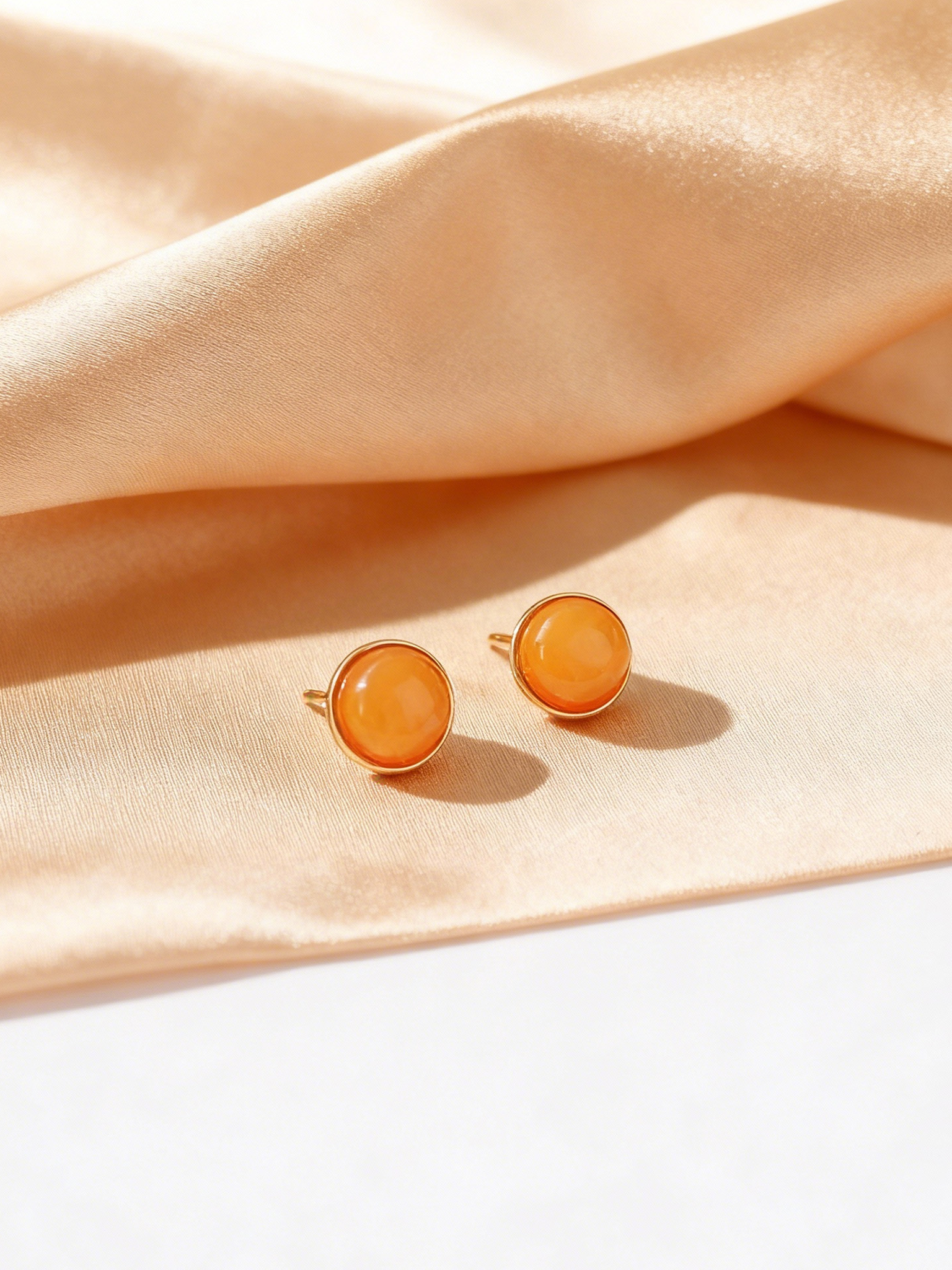 Tiny Round Butterscotch Amber Stud Earrings