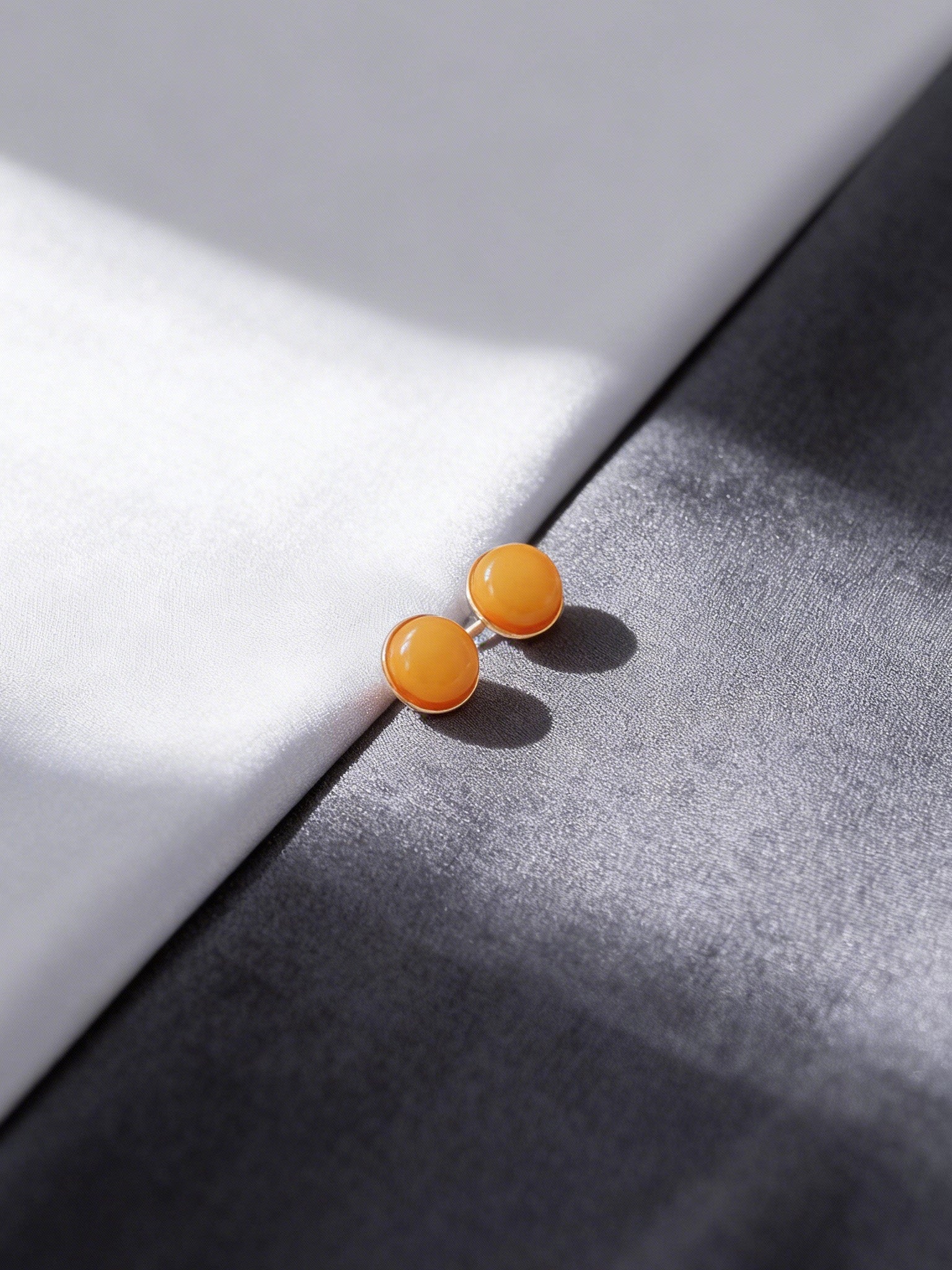 Tiny Round Butterscotch Amber Stud Earrings