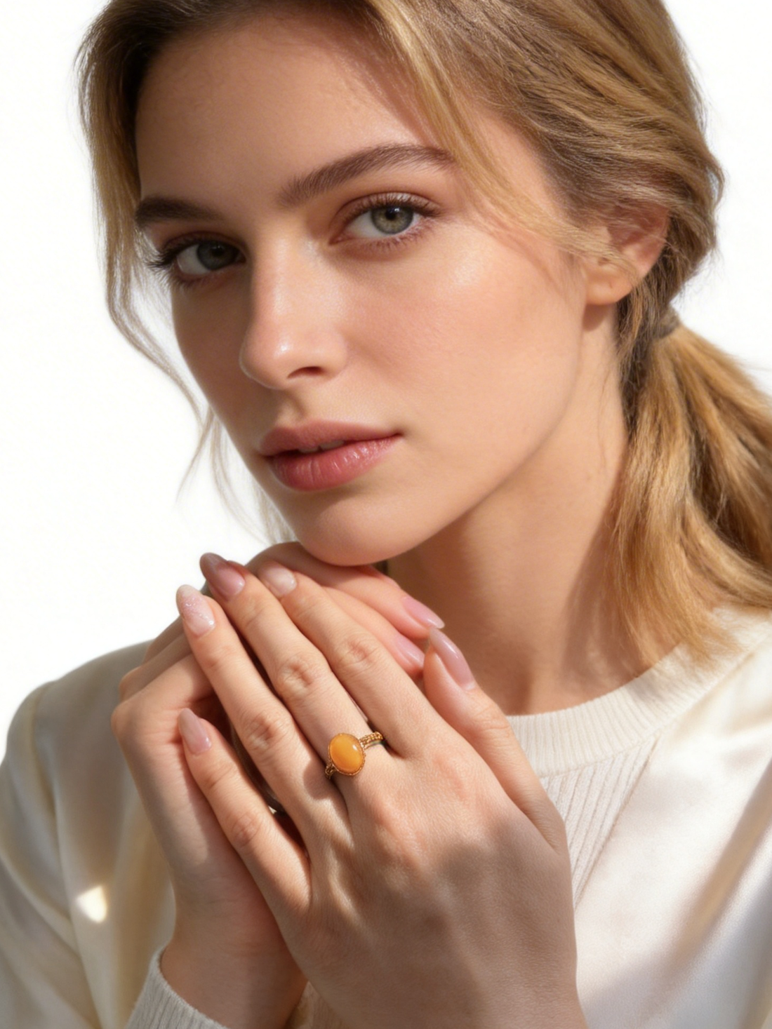 Verdant Vine Butterscotch Amber Ring