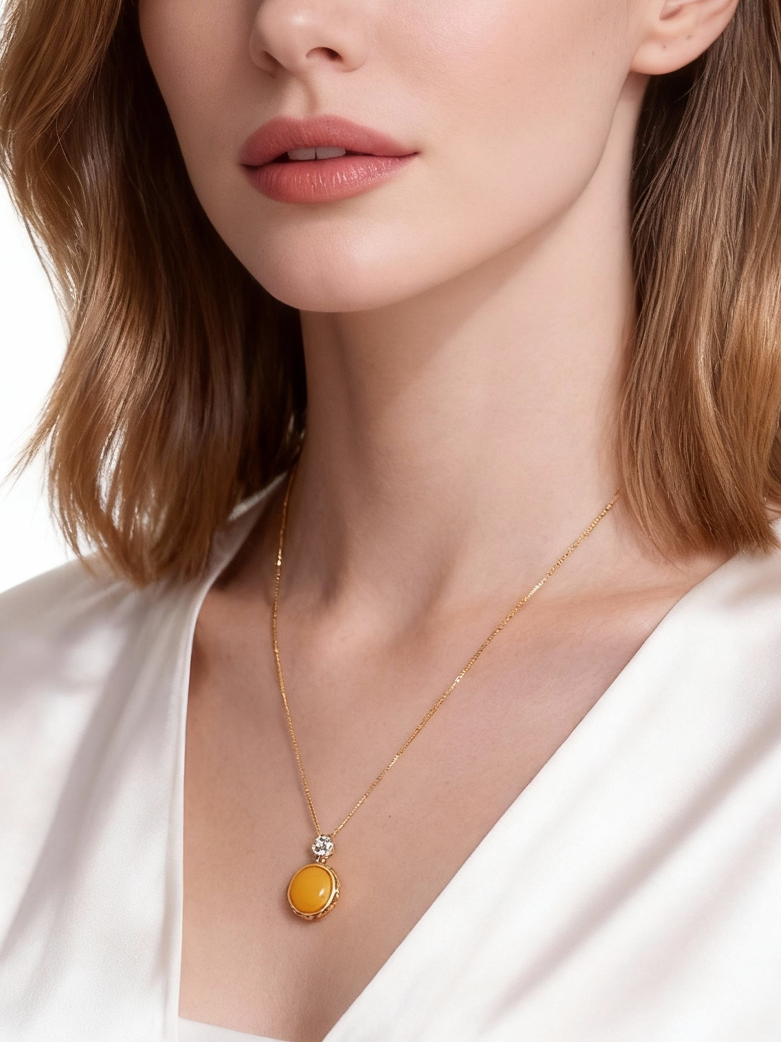 Glistening Petal Butterscotch Amber Necklace
