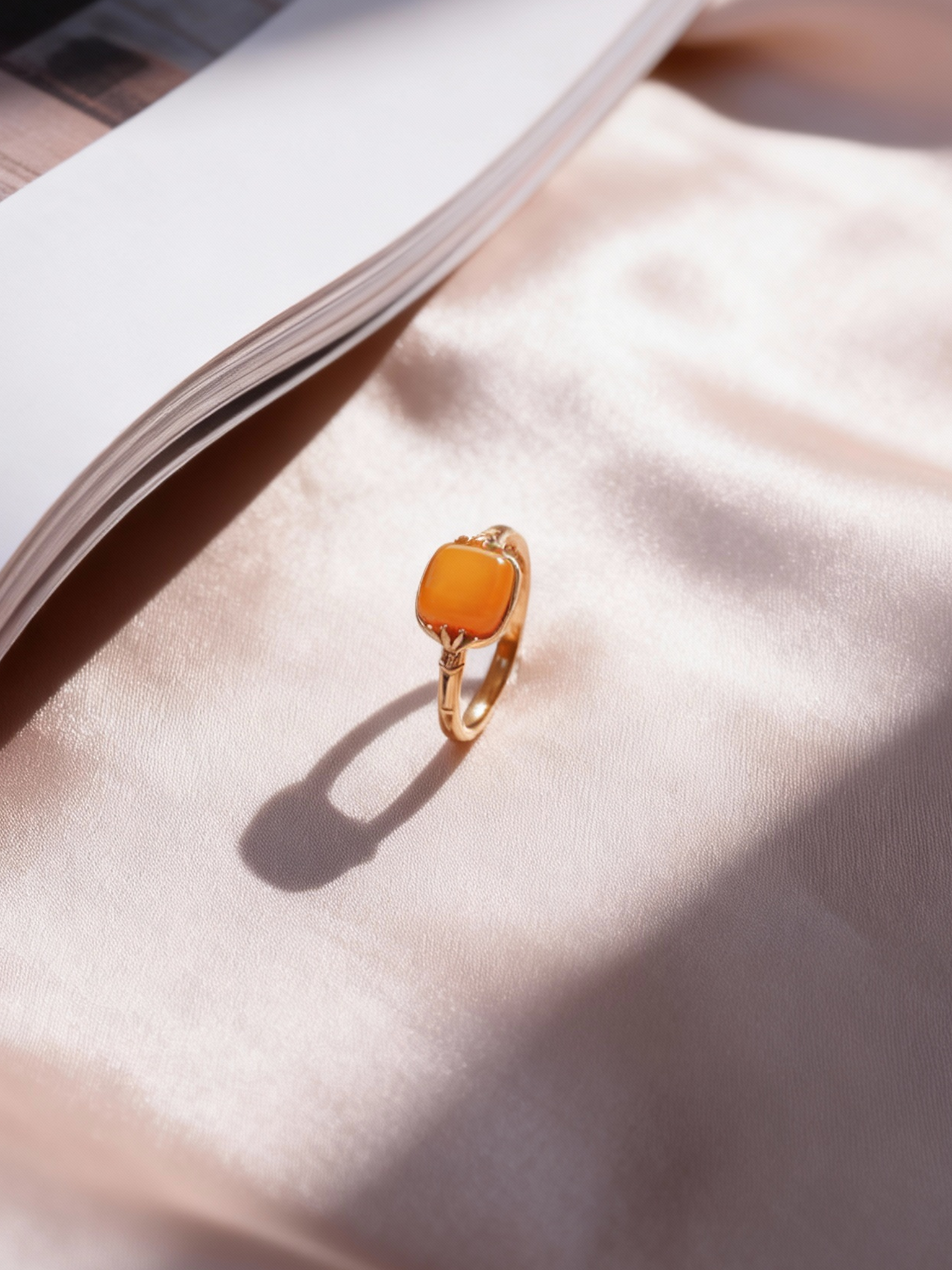 Bamboo Zen Butterscotch Amber Ring