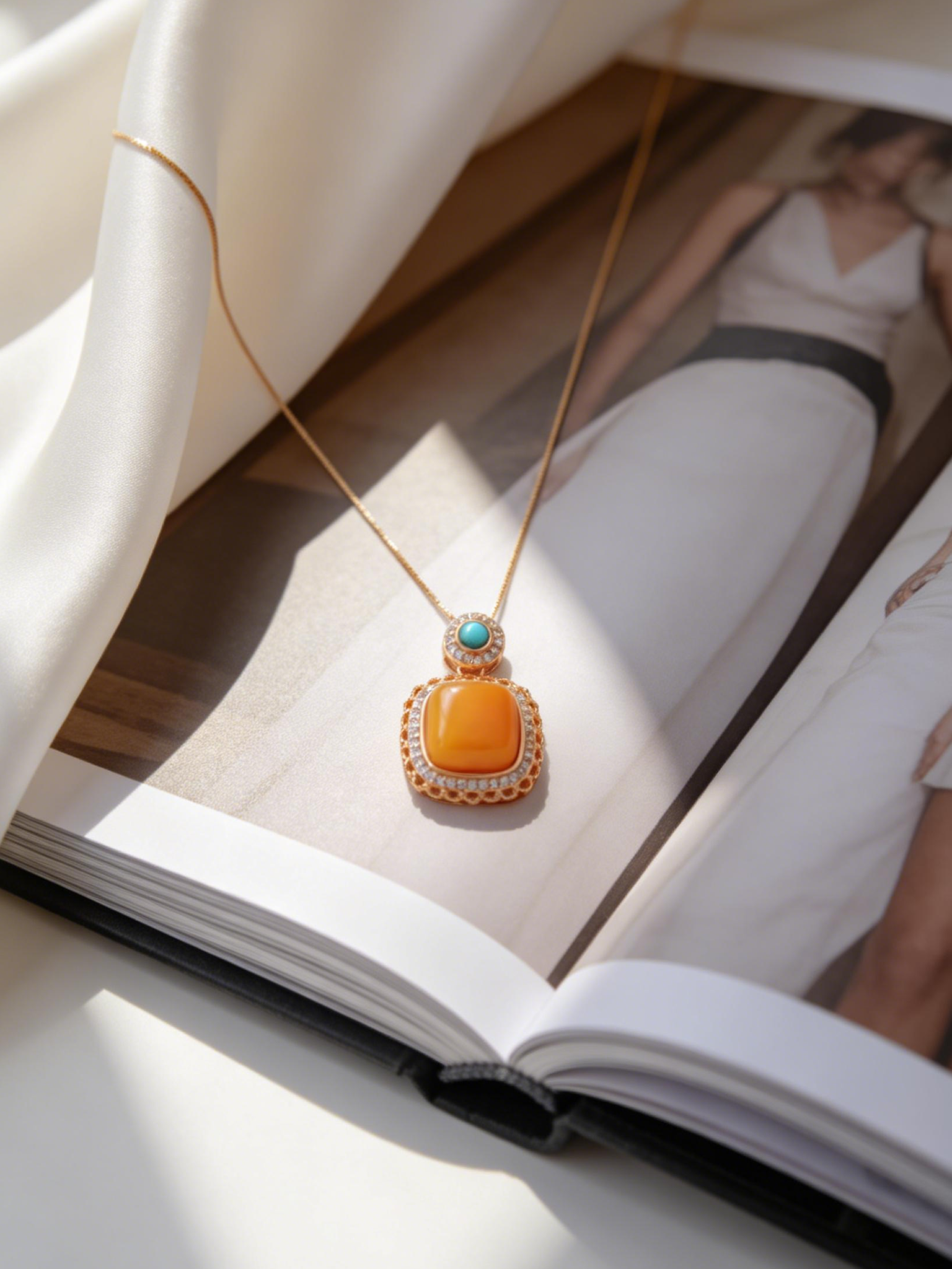 Luminous Filigree Butterscotch Amber Necklace