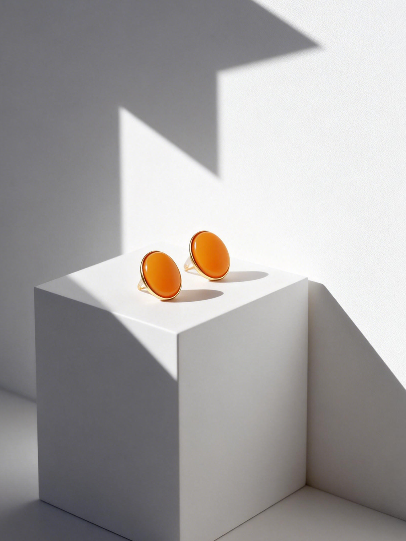 Oval Butterscotch Amber Stud Earrings