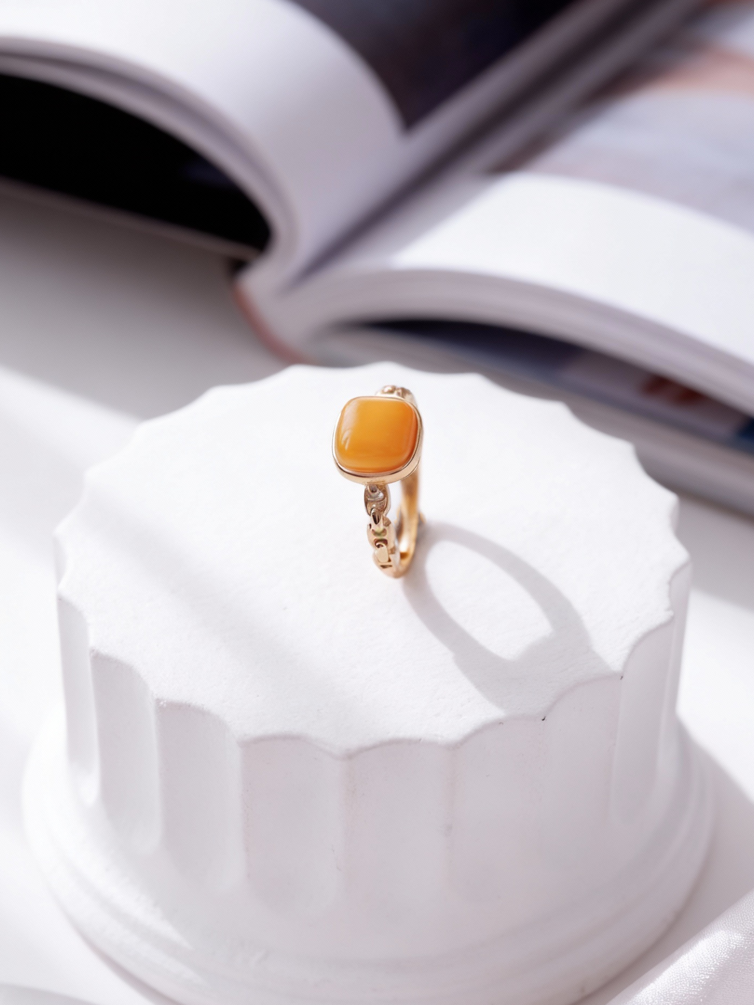 Linked Heritage Butterscotch Amber Ring