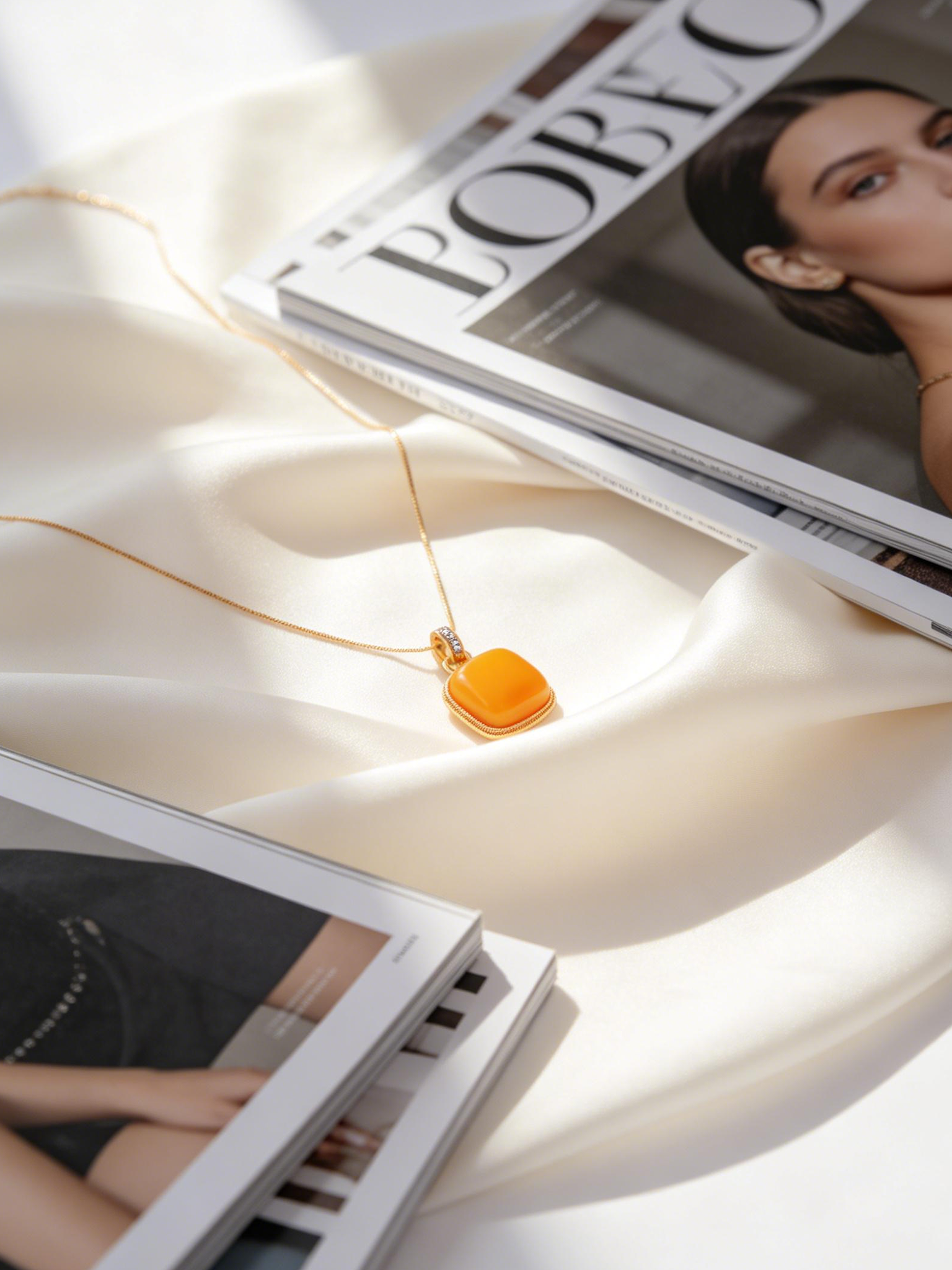 Graceful Cushion Butterscotch Amber Necklace