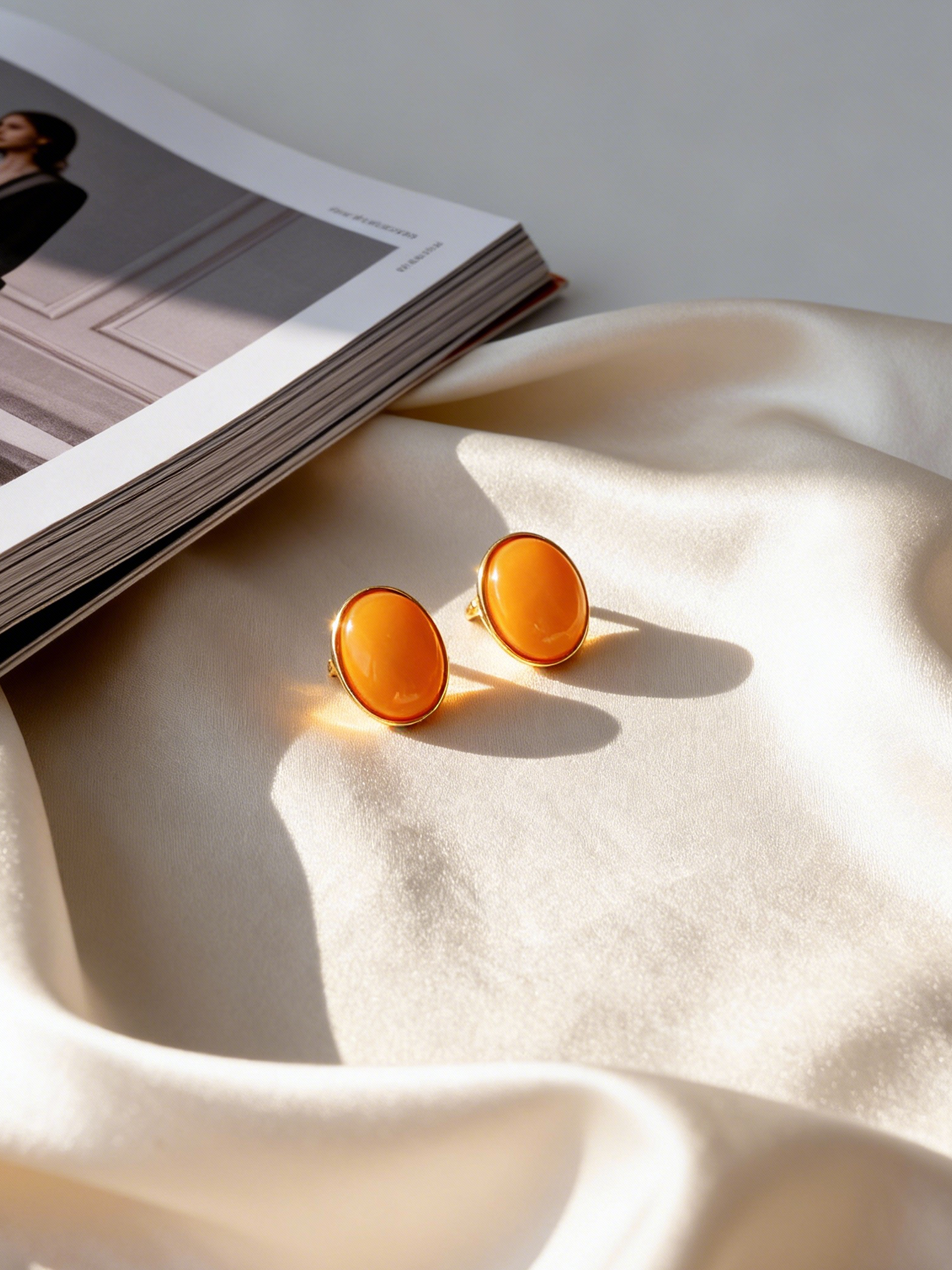 Oval Butterscotch Amber Stud Earrings