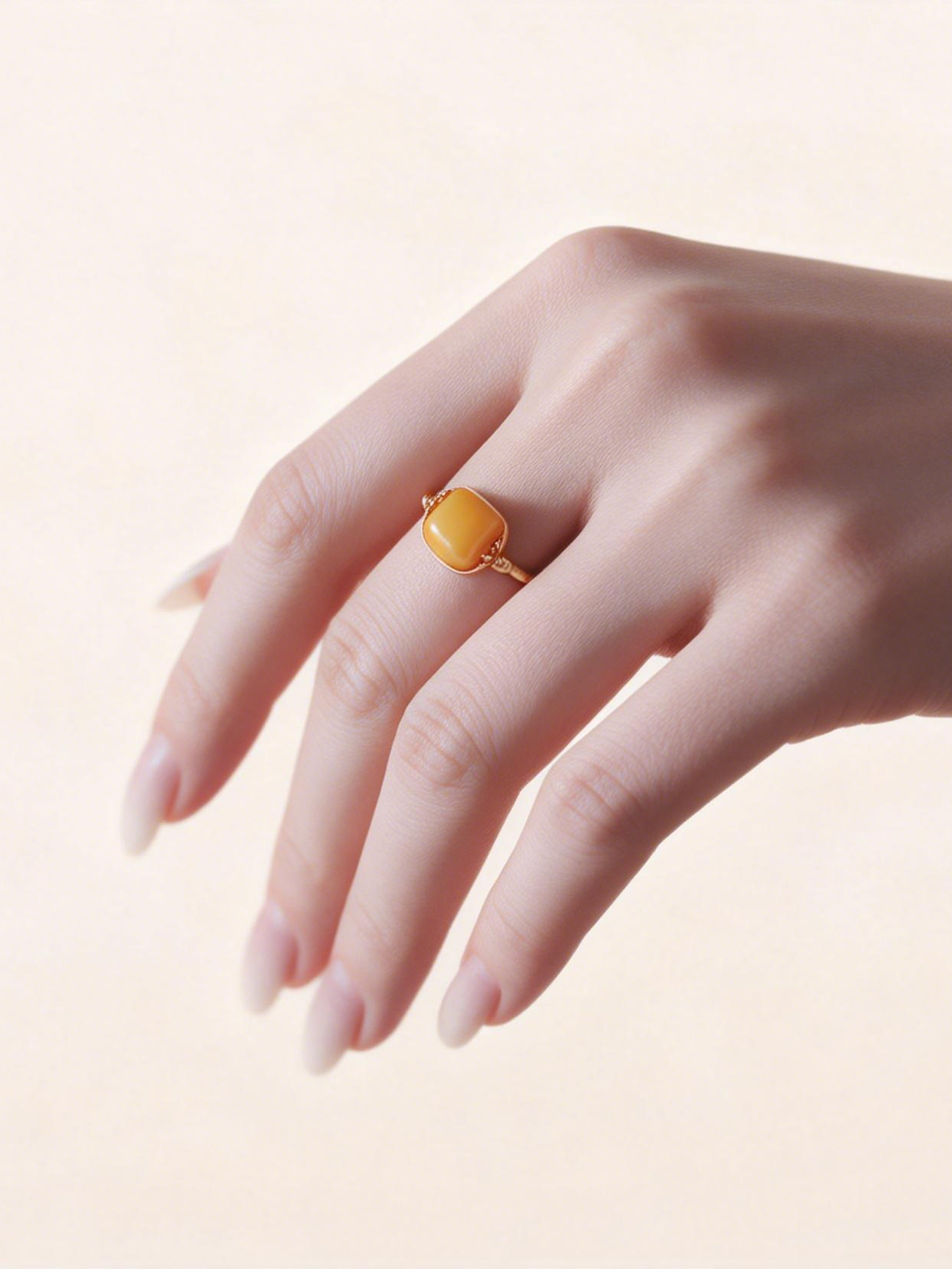 Bamboo Zen Butterscotch Amber Ring