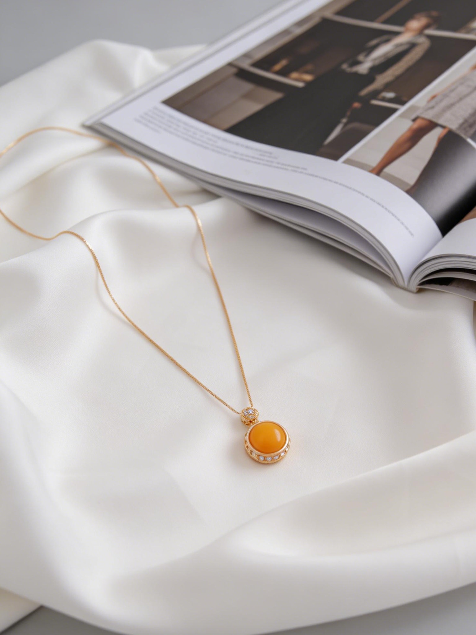 Glistening Petal Butterscotch Amber Necklace