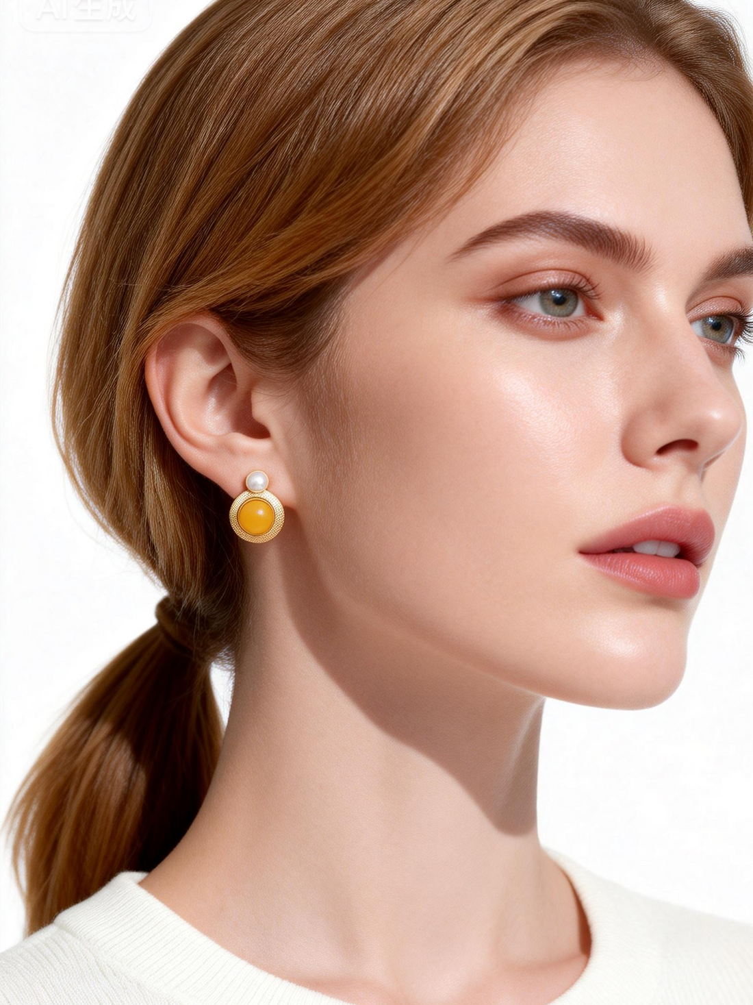 Quilted Halo Butterscotch Amber Stud Earrings