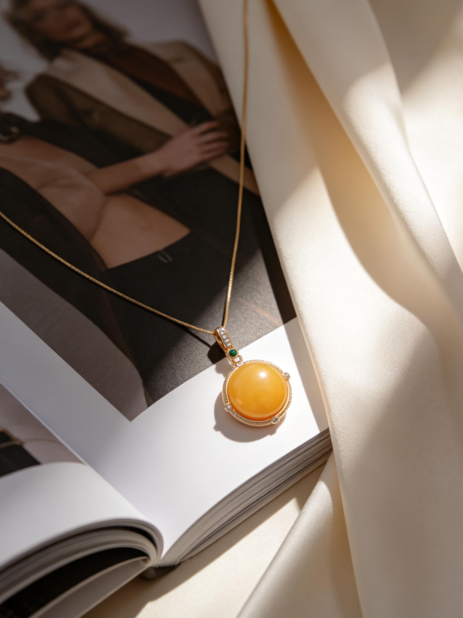 Verdant Compass Butterscotch Amber Necklace