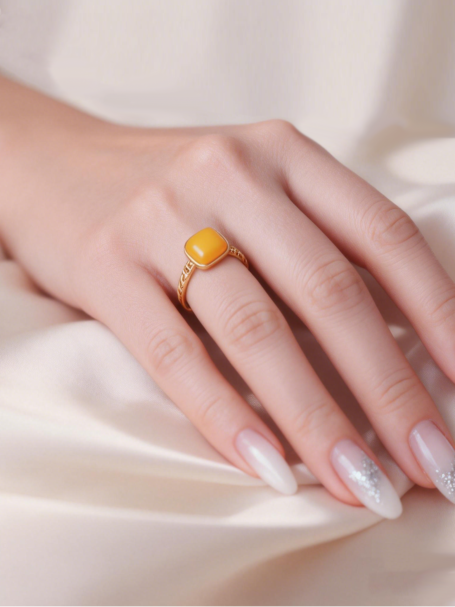 Linked Heritage Butterscotch Amber Ring