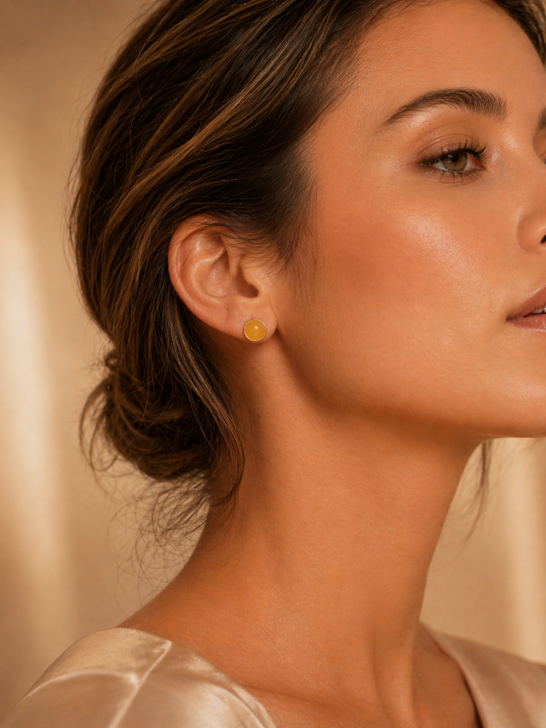 Tiny Round Butterscotch Amber Stud Earrings