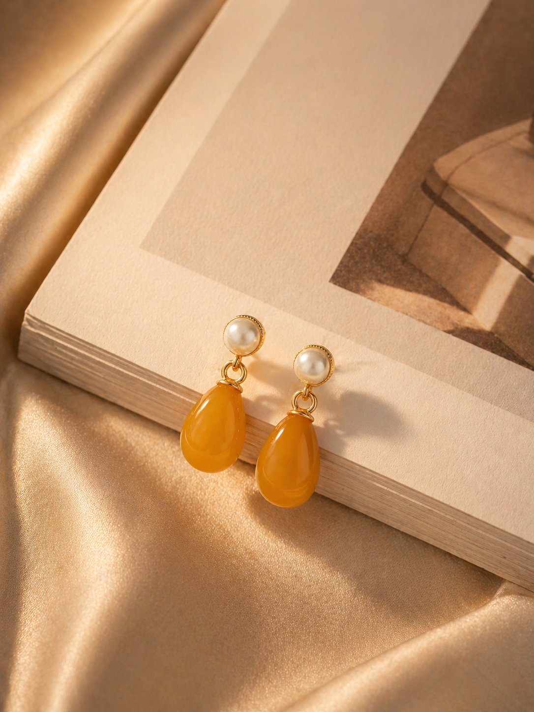 Teardrop Butterscotch Amber Drop Earrings