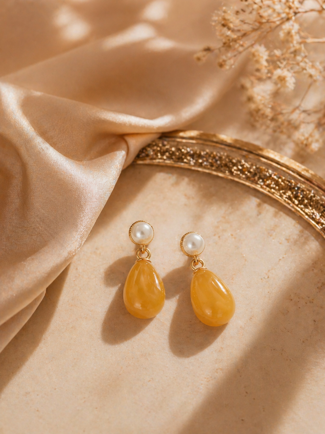 Teardrop Butterscotch Amber Drop Earrings