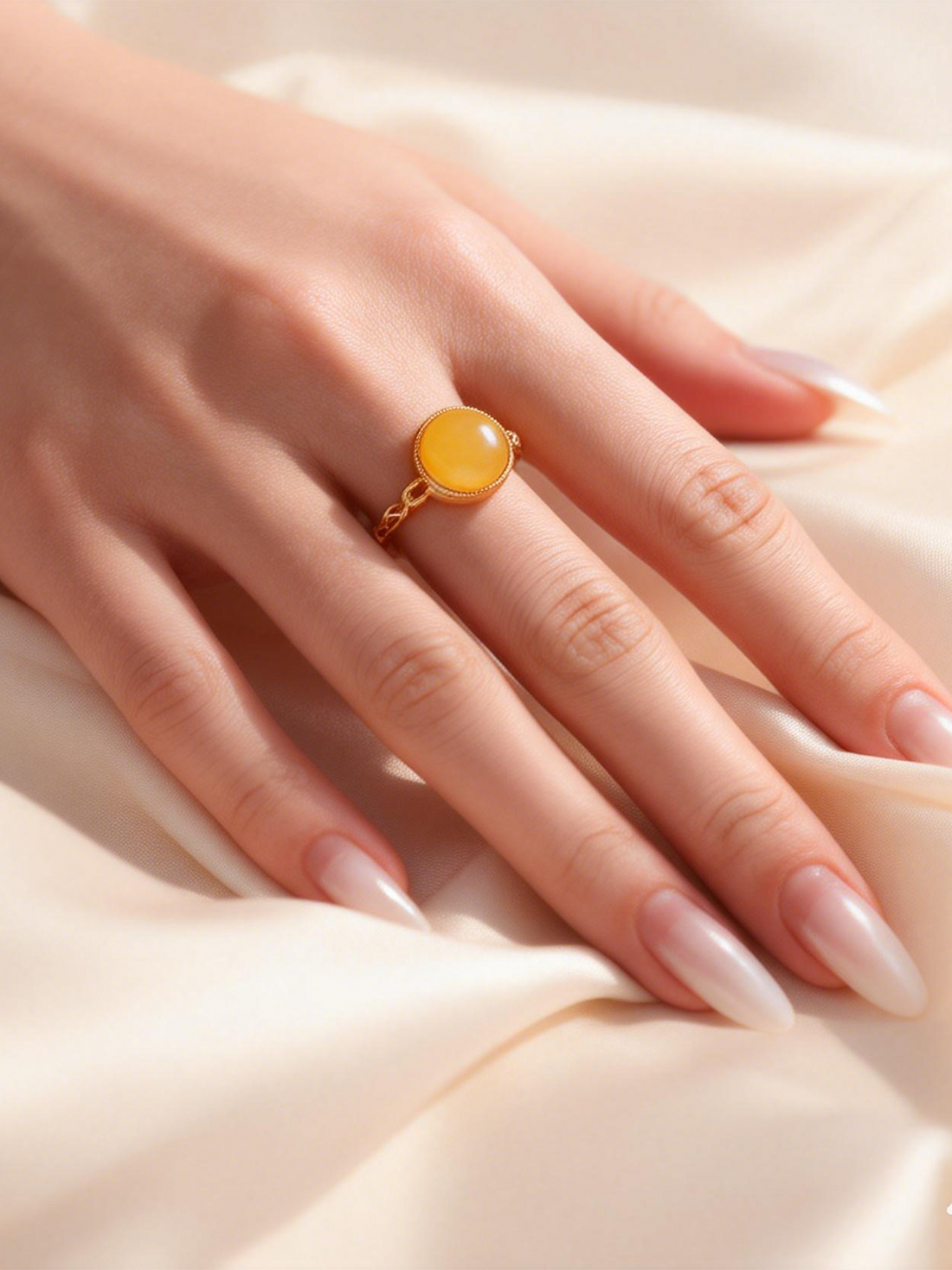 Braided Radiance Butterscotch Amber Ring